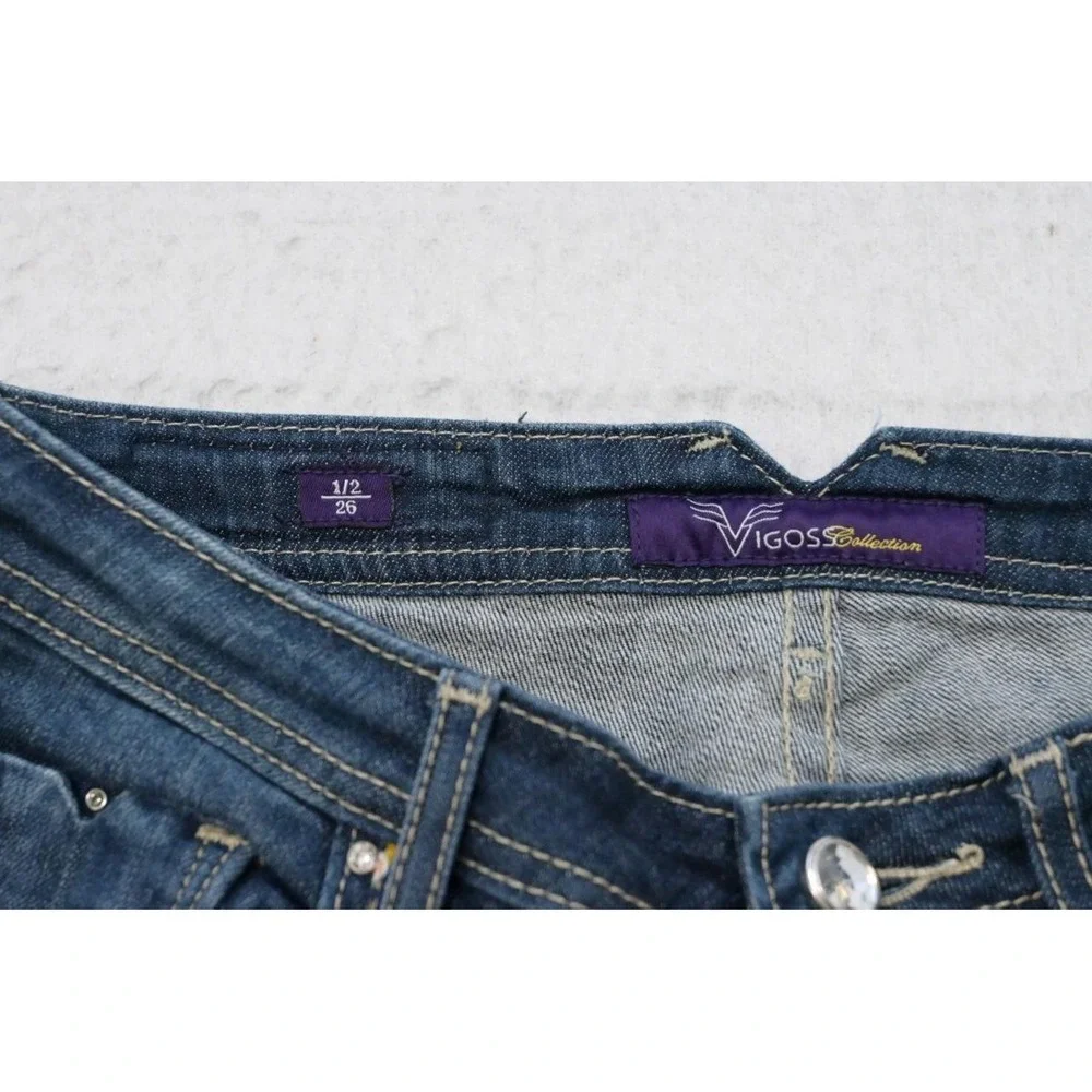 Vigoss Jeans Womens 1/2 26 Blue Skinny Fit Stretch Distressed Studded Excellent